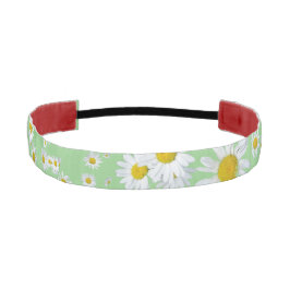 White Daisies Cust. BG Green Headband