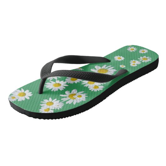 White Daisies Cust. Farberwachsener Flip Flops Badesandalen (Schrägansicht)