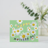 White Daisies Cust. Happy Mothersday Postcard Postkarte (Stehend Vorderseite)