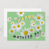 White Daisies Cust. Happy Mothersday Postcard Postkarte (Vorne/Hinten)