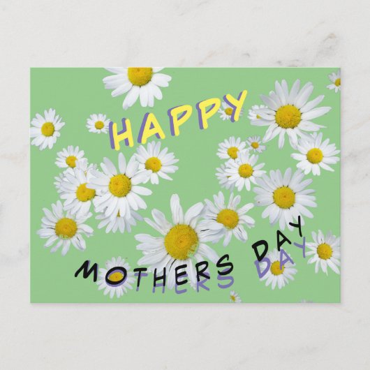 White Daisies Cust. Happy Mothersday Postcard Postkarte (Vorderseite)