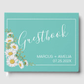 White Daisies Custom Wedding Guest Book Gästebuch (Vorderseite)