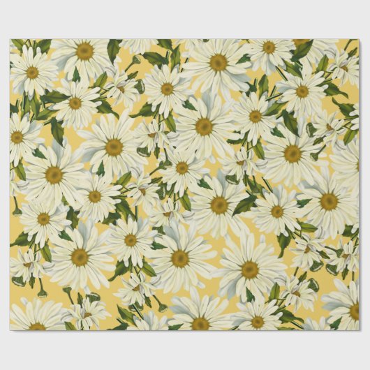 White Daisies Daisy Blume Gelbes Helles Party Geschenkpapier (Flach)