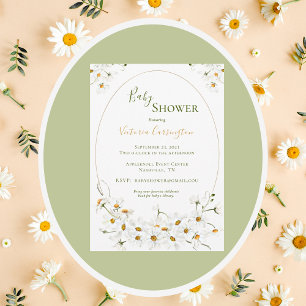 White Daisies Floral Baby Shower Einladung