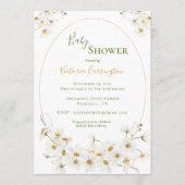 White Daisies Floral Baby Shower Einladung (Vorderseite)