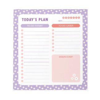 White Daisies floral Daily zu tun Liste Planer Notizblock