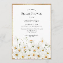 White Daisies Floral Watercolor Gold Brautparty