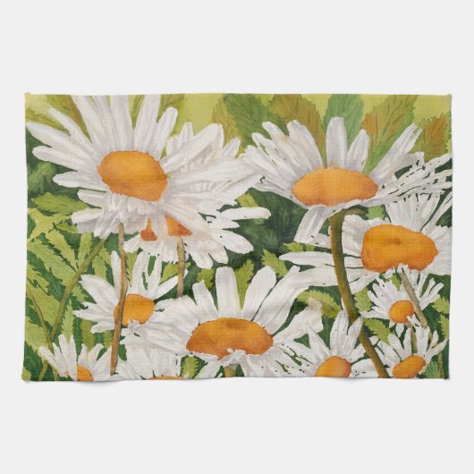 White Daisies Geschirrtuch (Horizontal)