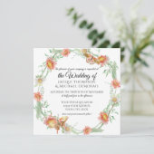 White Daisies Gold Gelb in Korallenschmetterling F Einladung (Stehend Vorderseite)