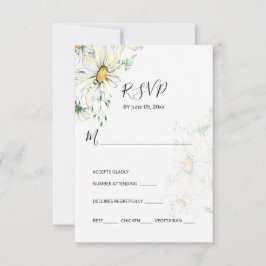 White Daisies Greenery Garden Floral Wedding RSVP Karte