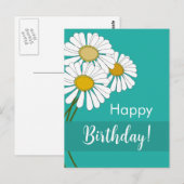 White Daisies Happy Birthday Postkarte (Vorne/Hinten)