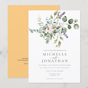 White Daisies Hochzeitseinladung mit QR-Code Einladung