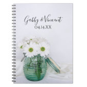 White Daisies in Blue Jar Vase Wedding Guest Book Notizblock (Vorderseite)