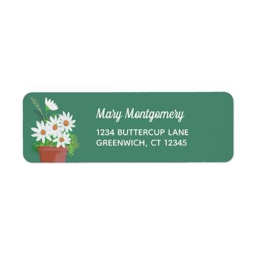 White Daisies in Terra Cotta Rücksendeadresse (Vorne)