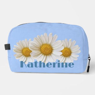 White Daisies Individuelle Name Blue Waschbeutel