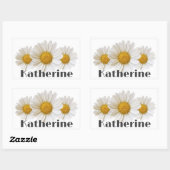 White Daisies Individuelle Name Floral Rechteckiger Aufkleber (Blatt)