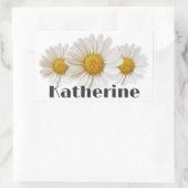 White Daisies Individuelle Name Floral Rechteckiger Aufkleber (Tasche)