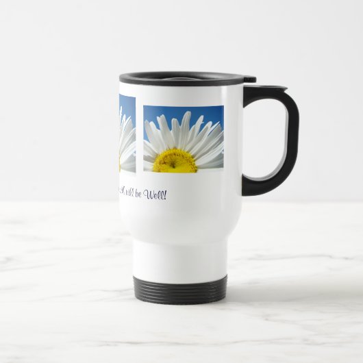 White Daisies Kaffee Mugs Blue Himmel Richtiges Di Reisebecher (Rechts)