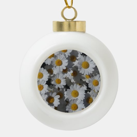 White Daisies Keramik Kugel-Ornament (Vorderseite)