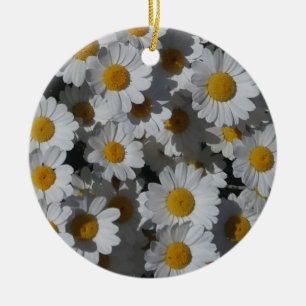 White Daisies Keramik Ornament