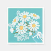 White Daisies Mason Jar Bouquet Aquamarin Corner Serviette (Vorderseite)