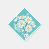 White Daisies Mason Jar Bouquet Aquamarin Corner Serviette (Ecke)