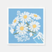 White Daisies Mason Jar Bouquet Blue Corner Serviette (Vorderseite)