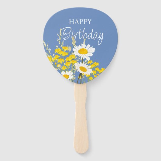 White Daisies Moderne Wildblumen glücklich zum Geb Fächer (Vorderseite)