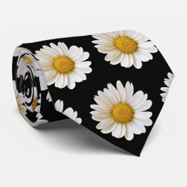 White Daisies Muster auf Black Neck Tie Krawatte