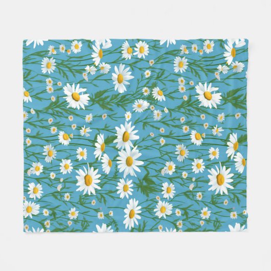 White Daisies On Aqua Fleecedecke (Vorderseite (Horizontal))