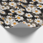 White Daisies on Black Geschenkpapier (Ecke)