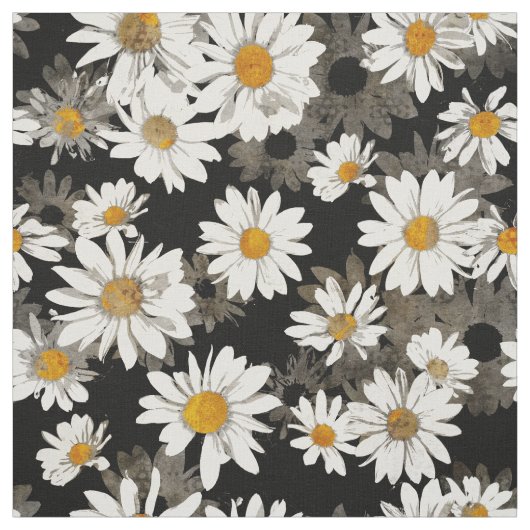 White Daisies on Black Stoff (Muster)