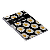 White Daisies on Black with Individuelle Name Notizblock (Rechte Seite)