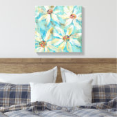 White Daisies on Blue Leinwanddruck (Insitu (Schlafzimmer))