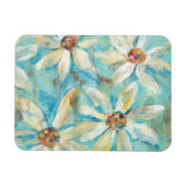 White Daisies on Blue Magnet (Horizontal)