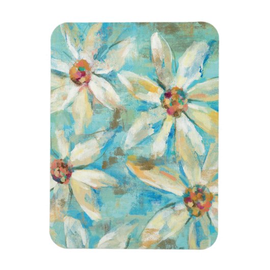 White Daisies on Blue Magnet (Vertikal)