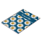 White Daisies on Blue mit Individuelle Name Notizblock (Linke Seite)