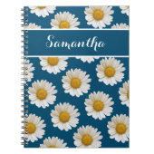 White Daisies on Blue mit Individuelle Name Notizblock (Vorderseite)