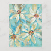 White Daisies on Blue Postkarte (Vorderseite)