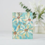 White Daisies on Blue Postkarte (Stehend Vorderseite)