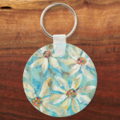 White Daisies on Blue Schlüsselanhänger (Vorderseite)