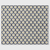 White Daisies on Gingham Geschenkpapier (Flach)