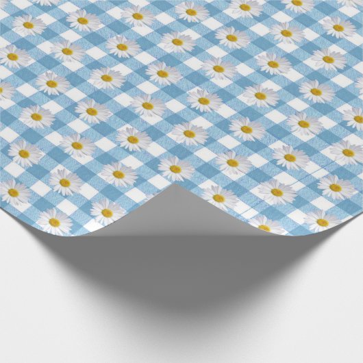 White Daisies on Gingham Geschenkpapier (Ecke)