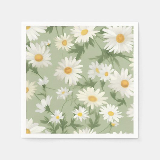 White Daisies on Green Serviette (Vorderseite)