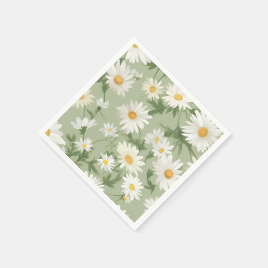 White Daisies on Green Serviette (Ecke)