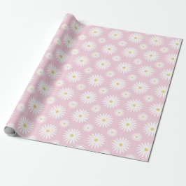 White Daisies On Pink Geschenkpapier