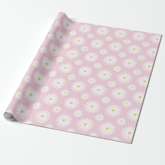 White Daisies On Pink Geschenkpapier