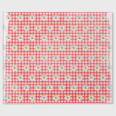 White Daisies on Red and White Gingham Geschenkpapier (Flach)