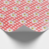 White Daisies on Red and White Gingham Geschenkpapier (Ecke)