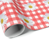 White Daisies on Red and White Gingham Geschenkpapier (Rolleneckpunkt)